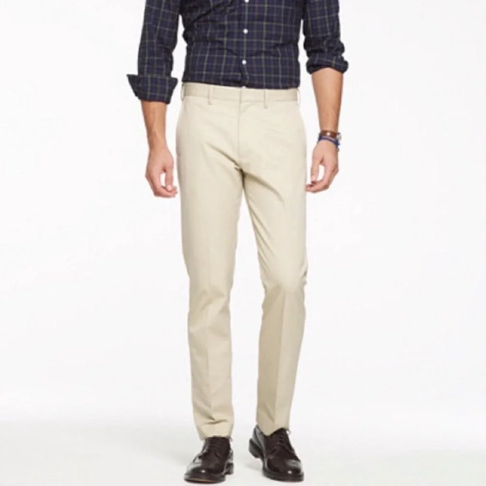 J. Crew Bedford Pant Mens 36x27 Khaki Tan Cotton Twill Straight Chino